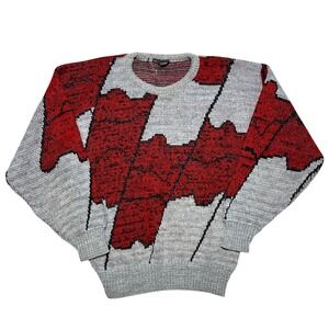 Vintage‎ 80s Tons O Fun Abstract Chunky Knit Sweater Mens Medium USA Made